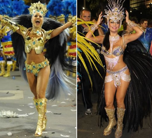 Sabrina Sato e Bárbara Borges defilando no Carnaval