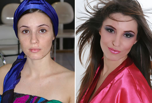 Airbrush - Maquiagem antes e depois