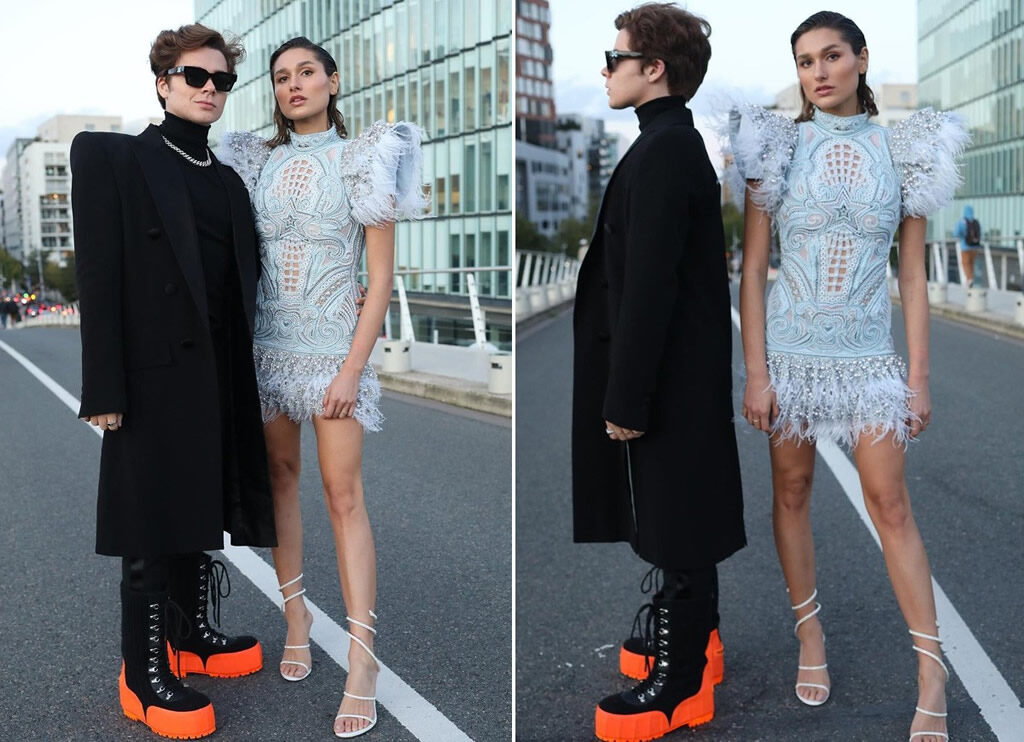 Sasha Meneghel e João Figueiredo na Paris Fashion Week